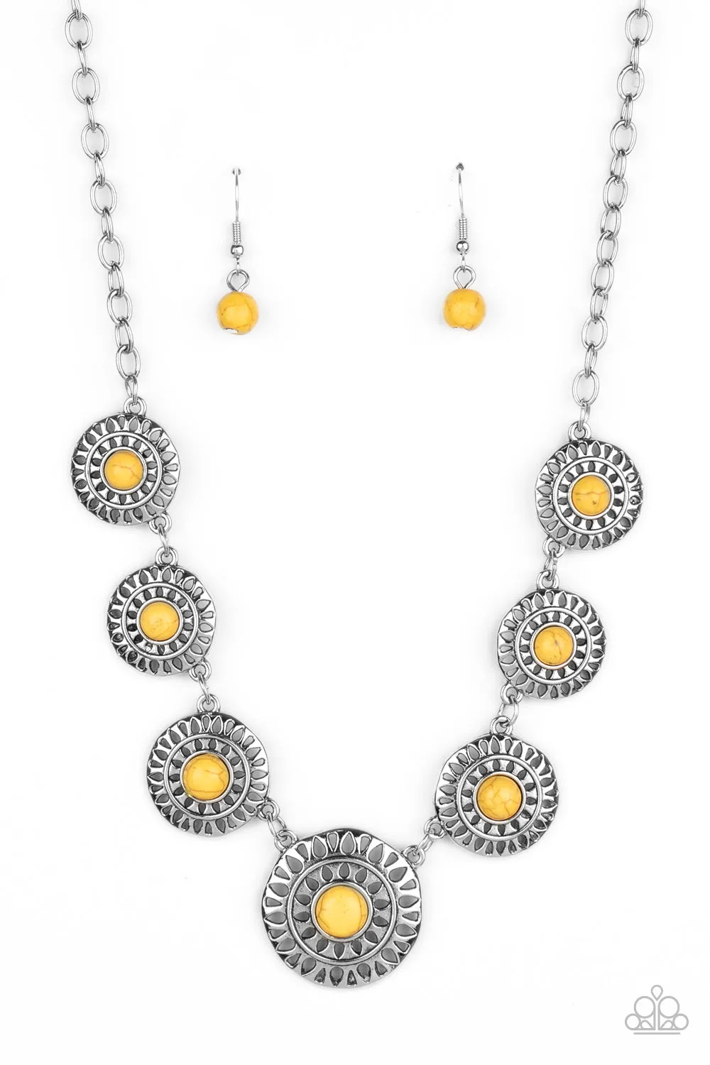 Sahara Solar Power - Yellow Paparazzi Necklace