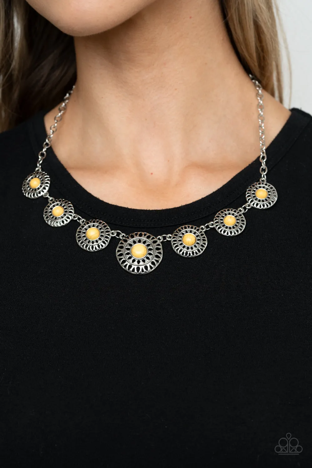 Sahara Solar Power - Yellow Paparazzi Necklace