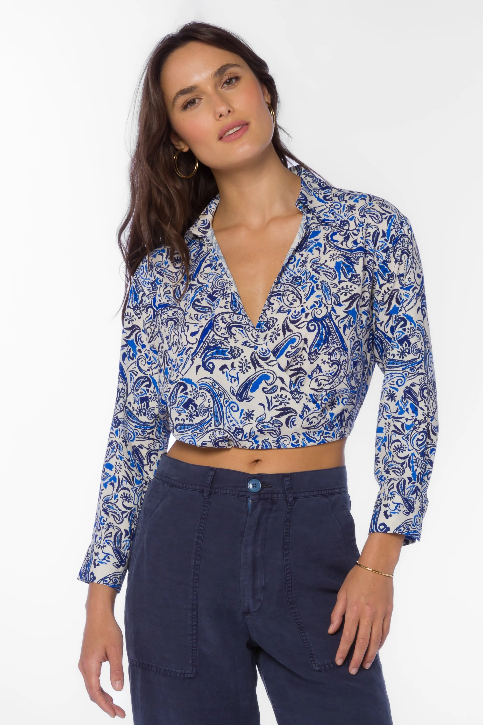 Stacy Blue Paisley Top