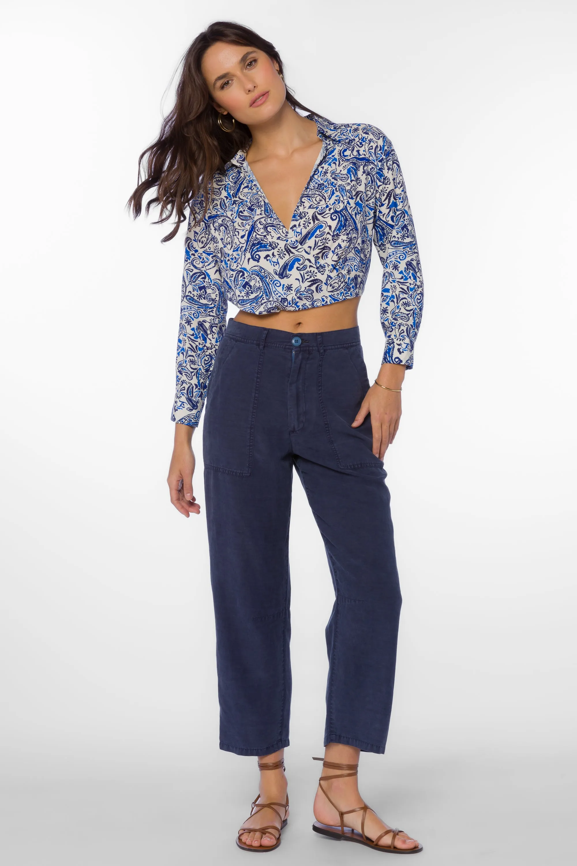 Stacy Blue Paisley Top