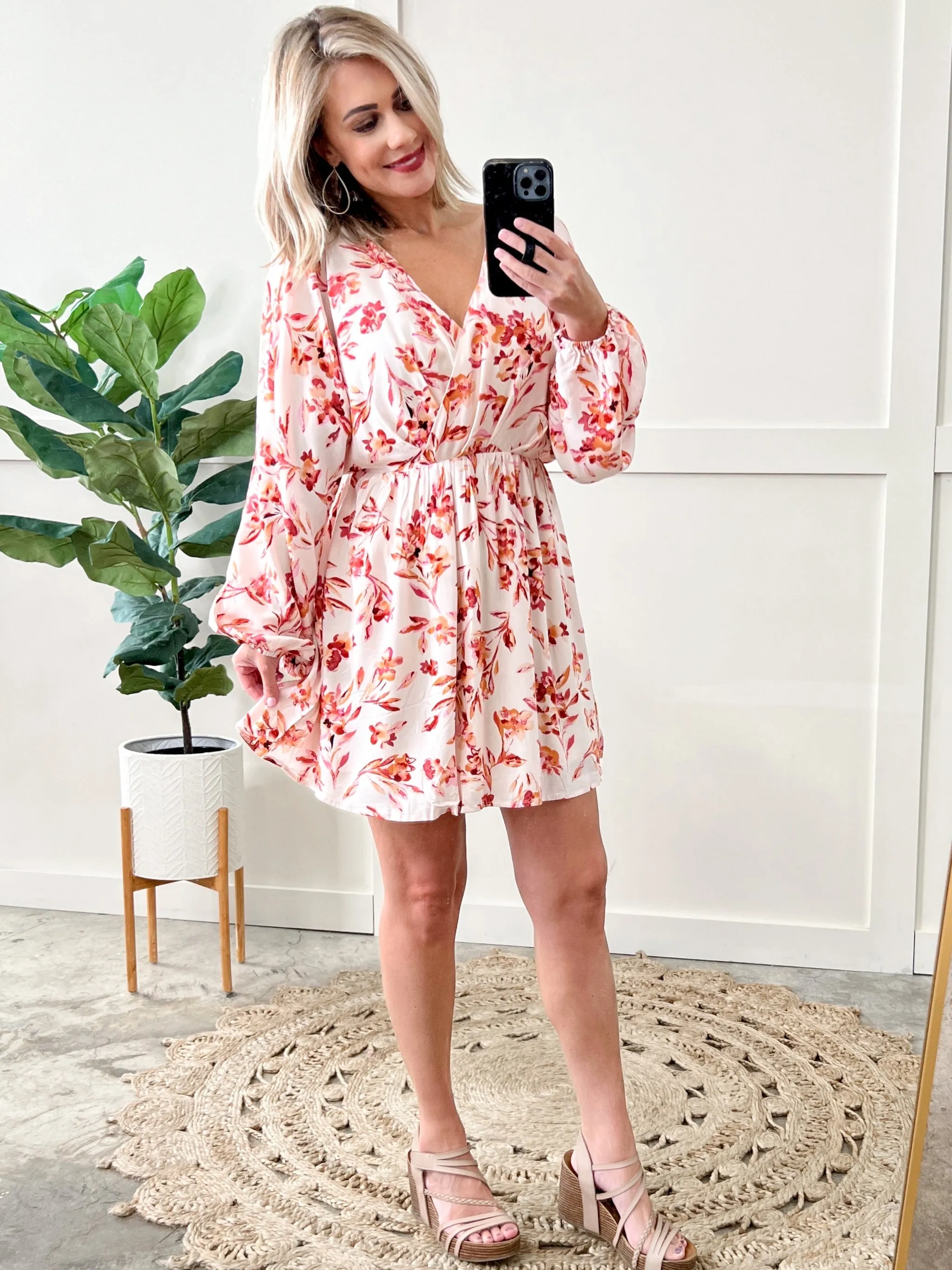 Surplice Dress With Tie Back Detail In August Florals