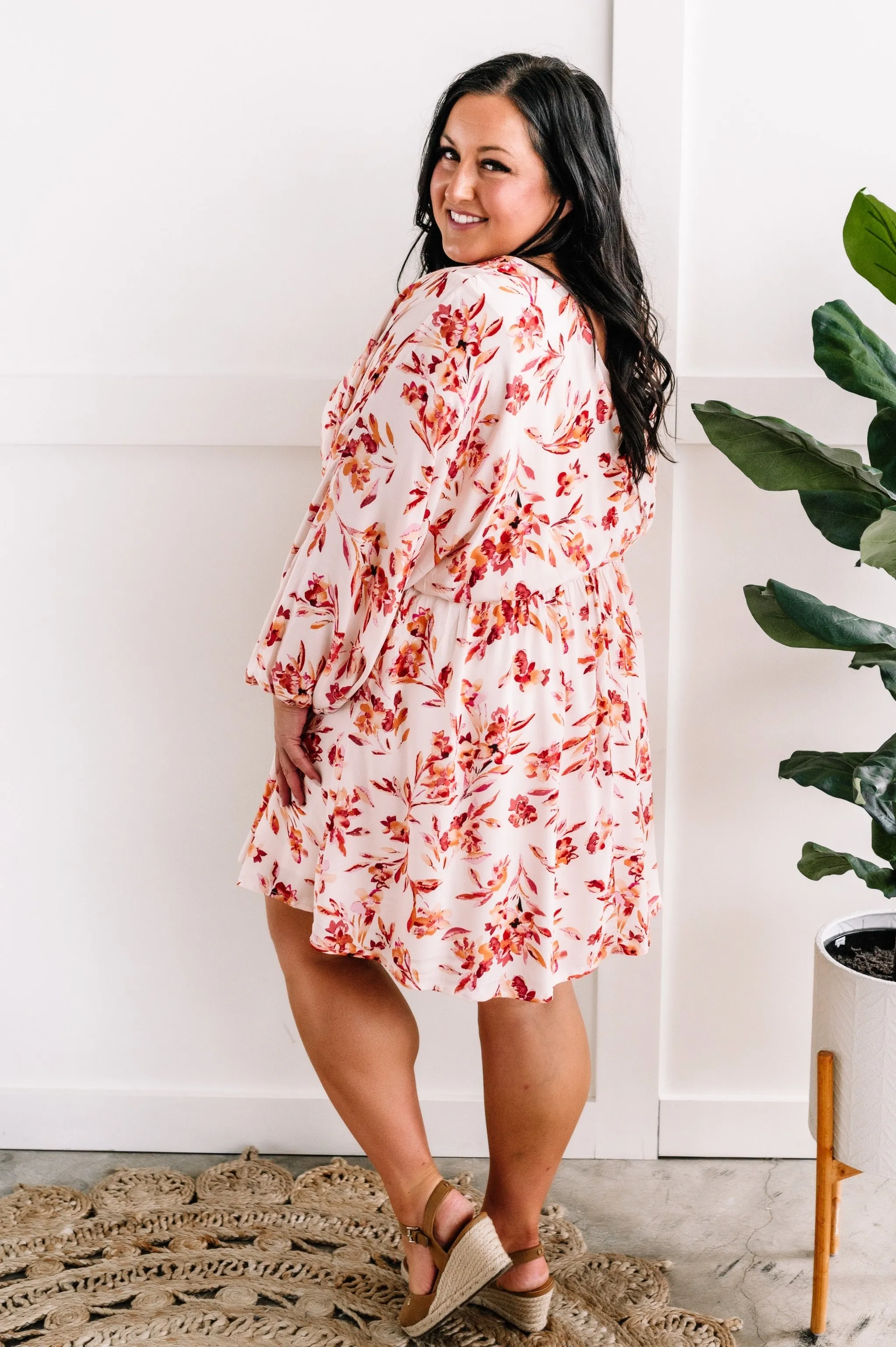 Surplice Dress With Tie Back Detail In August Florals