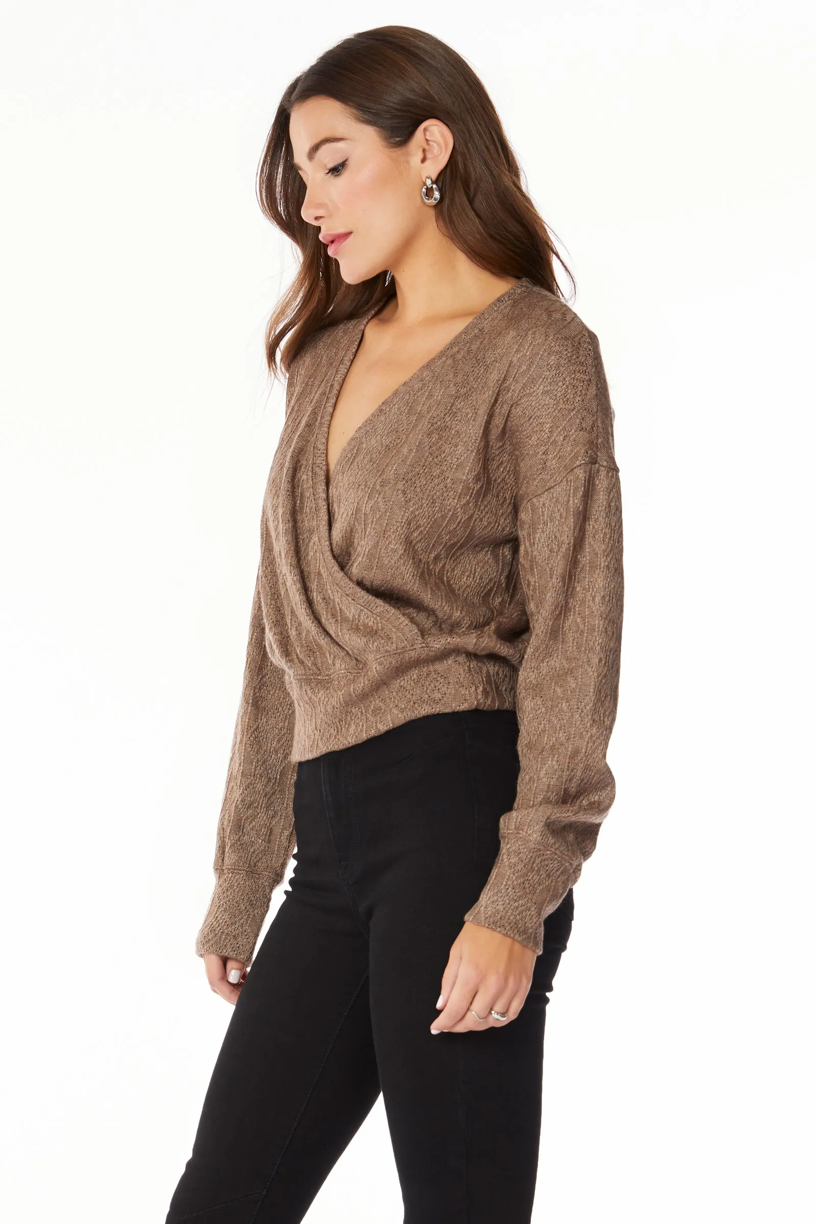 SURPLICE LONG SLEEVE TOP