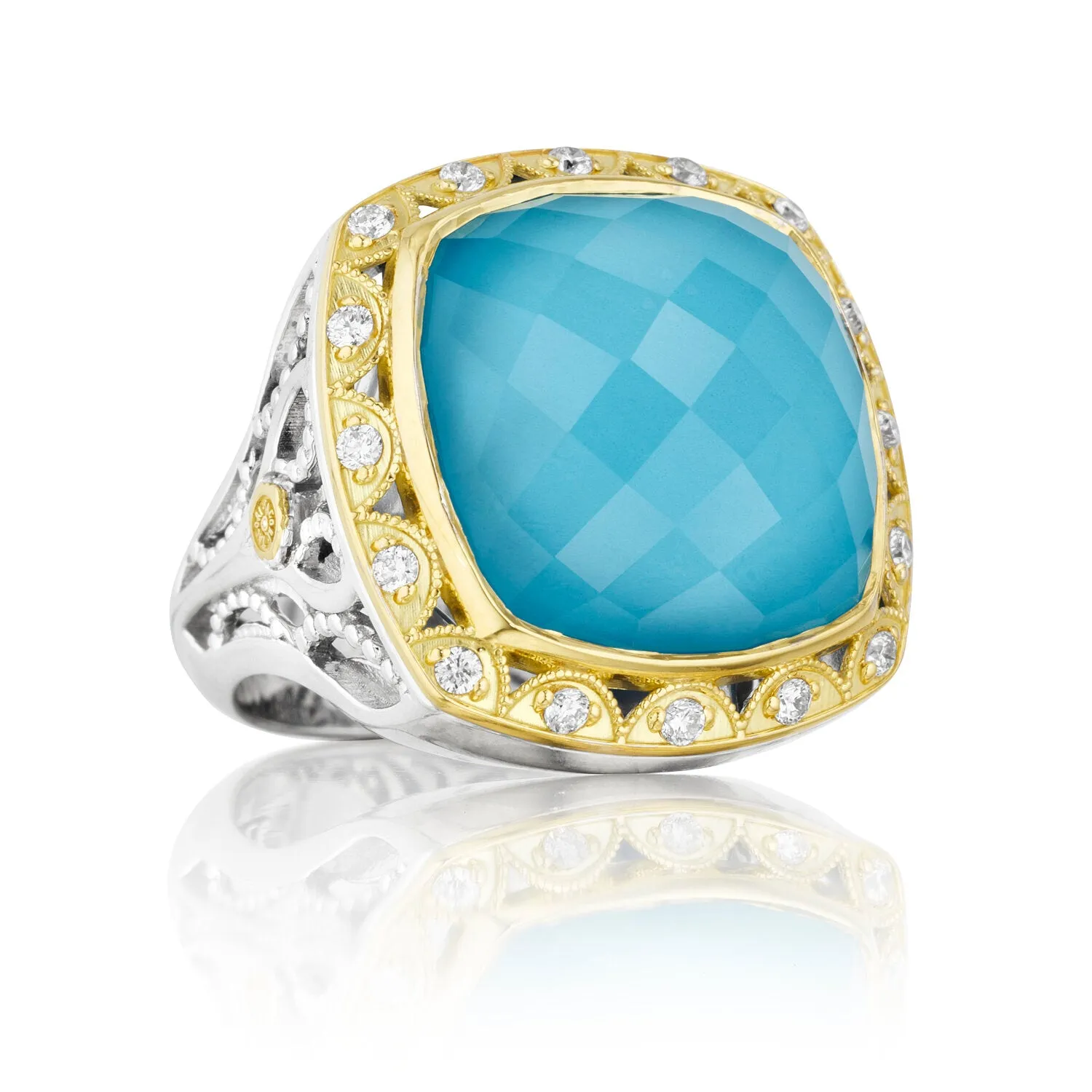 Tacori Island Rains Collection Crescent Crown Featuring Neo-Turquoise Ring Ref# SR101Y05