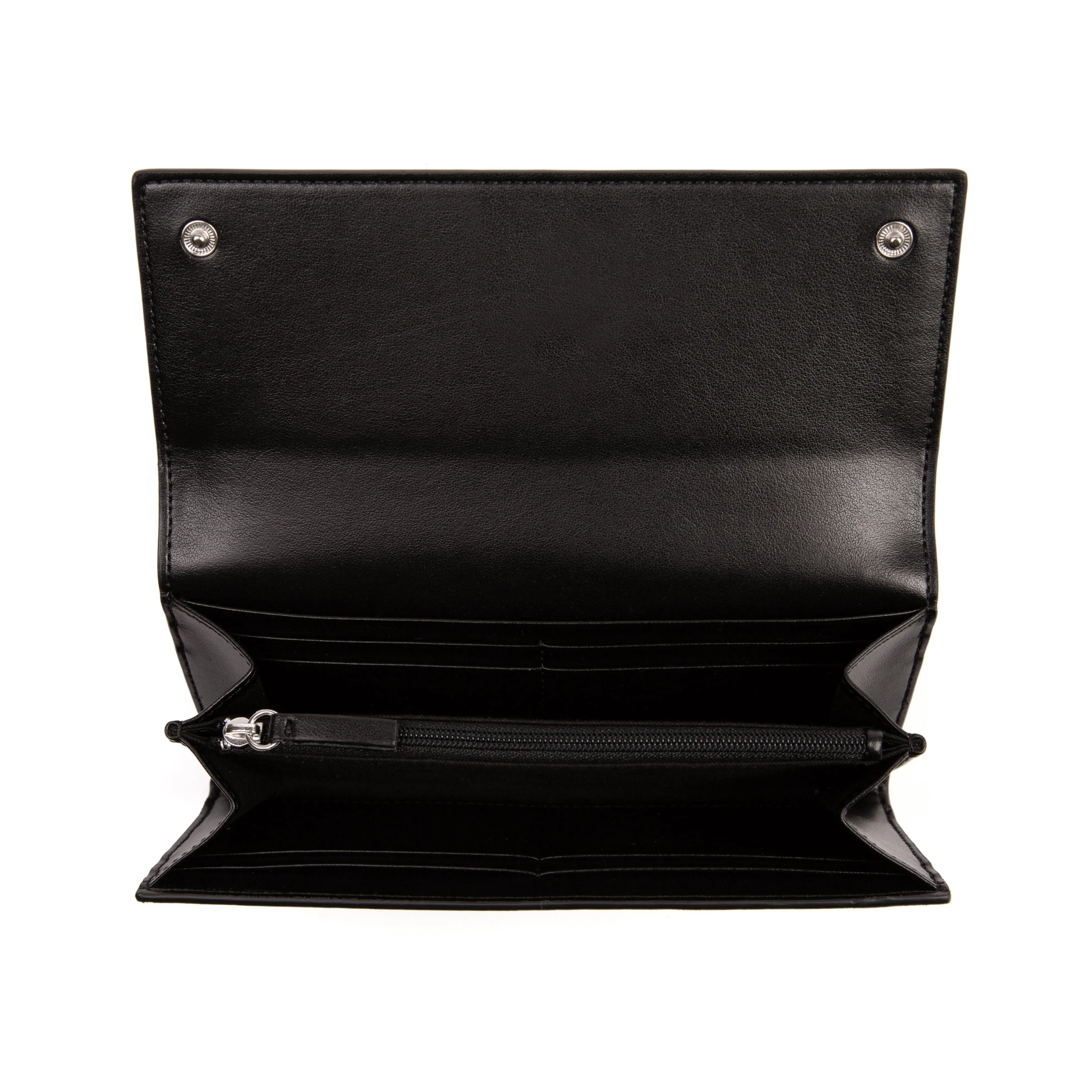 The Cosette Apple Leather Vegan Continental Wallet | Black