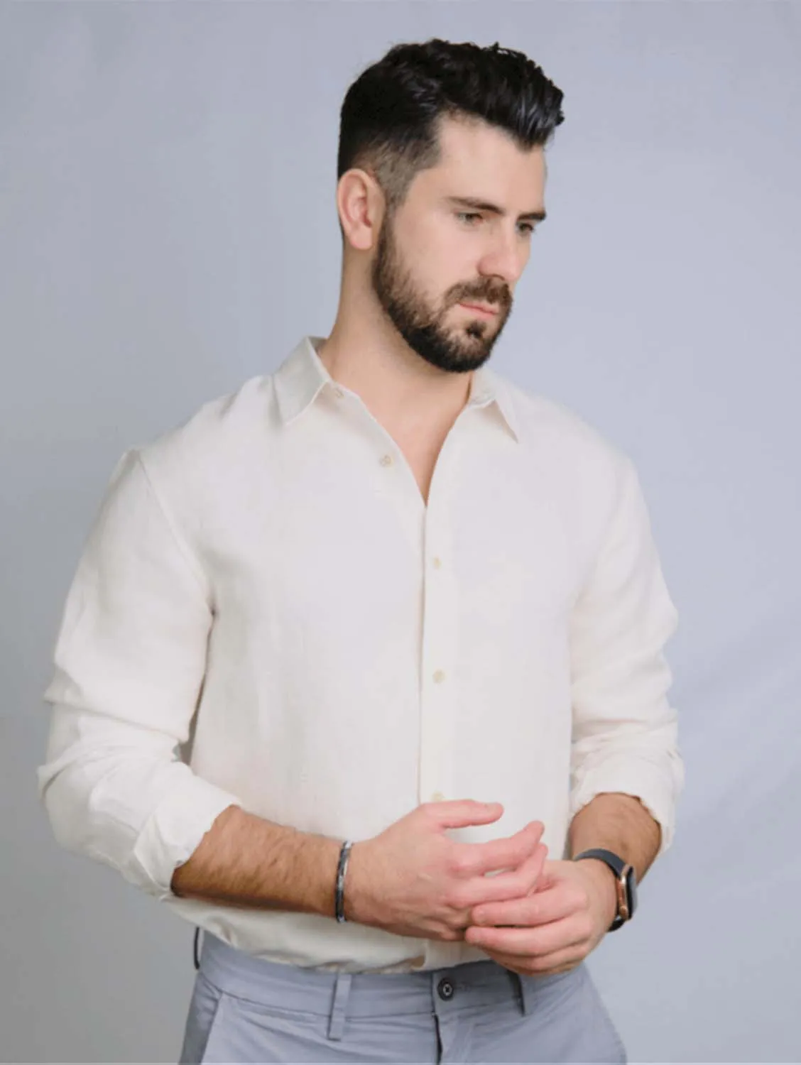 The Lukas Hemp Blend Shirt | White