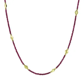 Tiny Faceted Ruby Bead Necklace