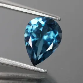 Topaz, teal blue, pear cut VVS 8x6mm 1.15ct