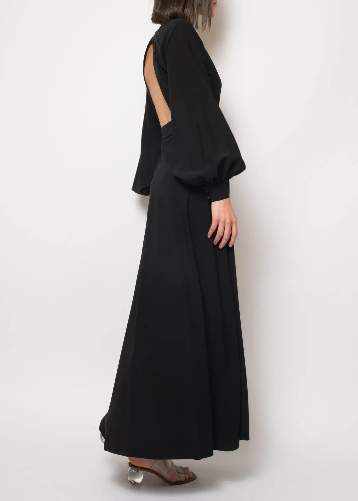 Ursula Black Open Back Wrap Dress