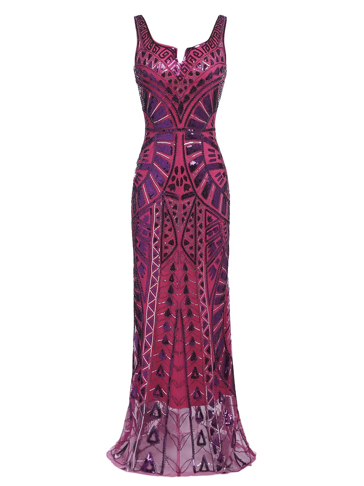 [US Warehouse] Purple 1920s Sequined Maxi Dress