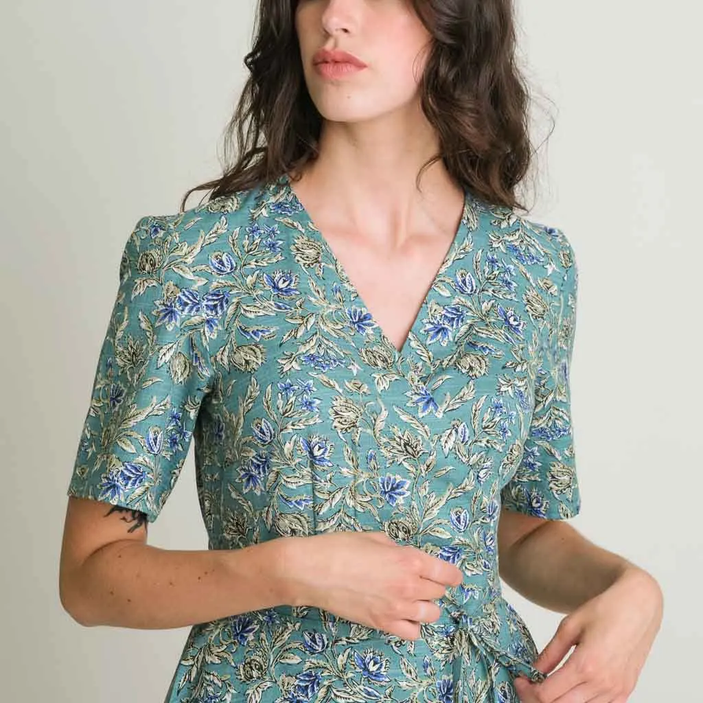 Valeria Cotton Wrap Dress | Sea Green