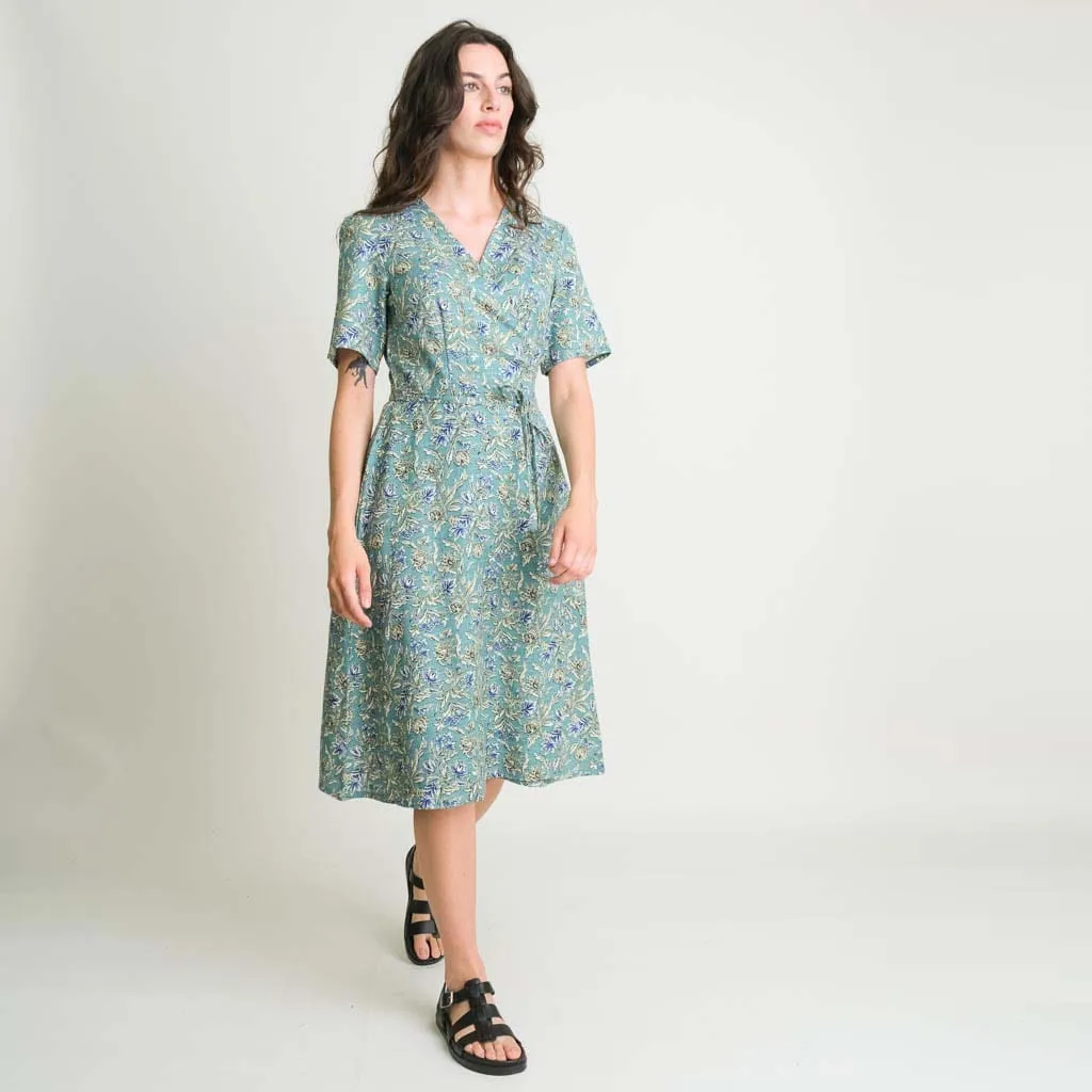 Valeria Cotton Wrap Dress | Sea Green