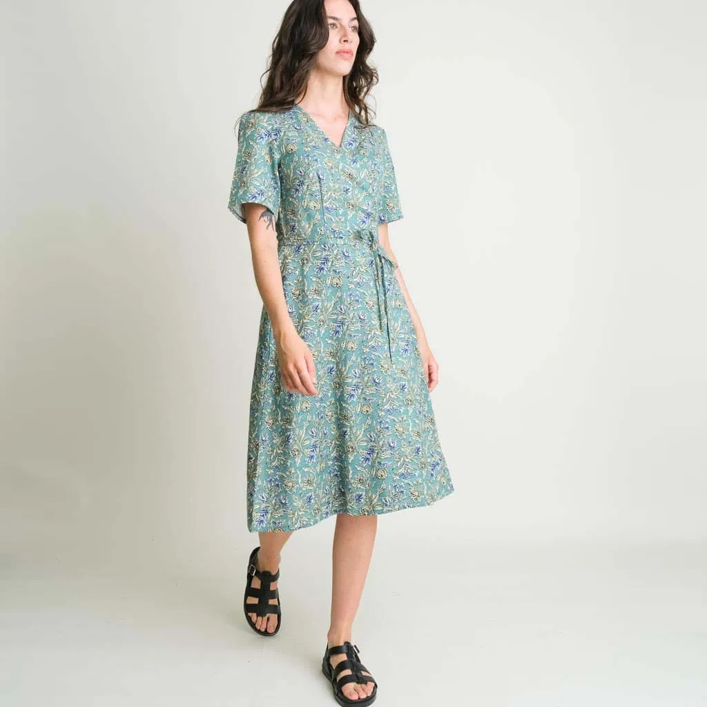 Valeria Cotton Wrap Dress | Sea Green