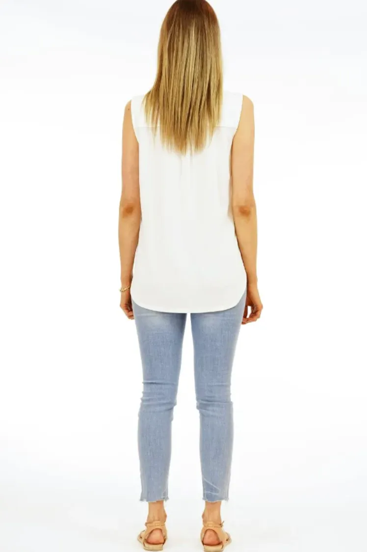 Veronica M The Everyday Cupro Surplice Tank Top in Ivory