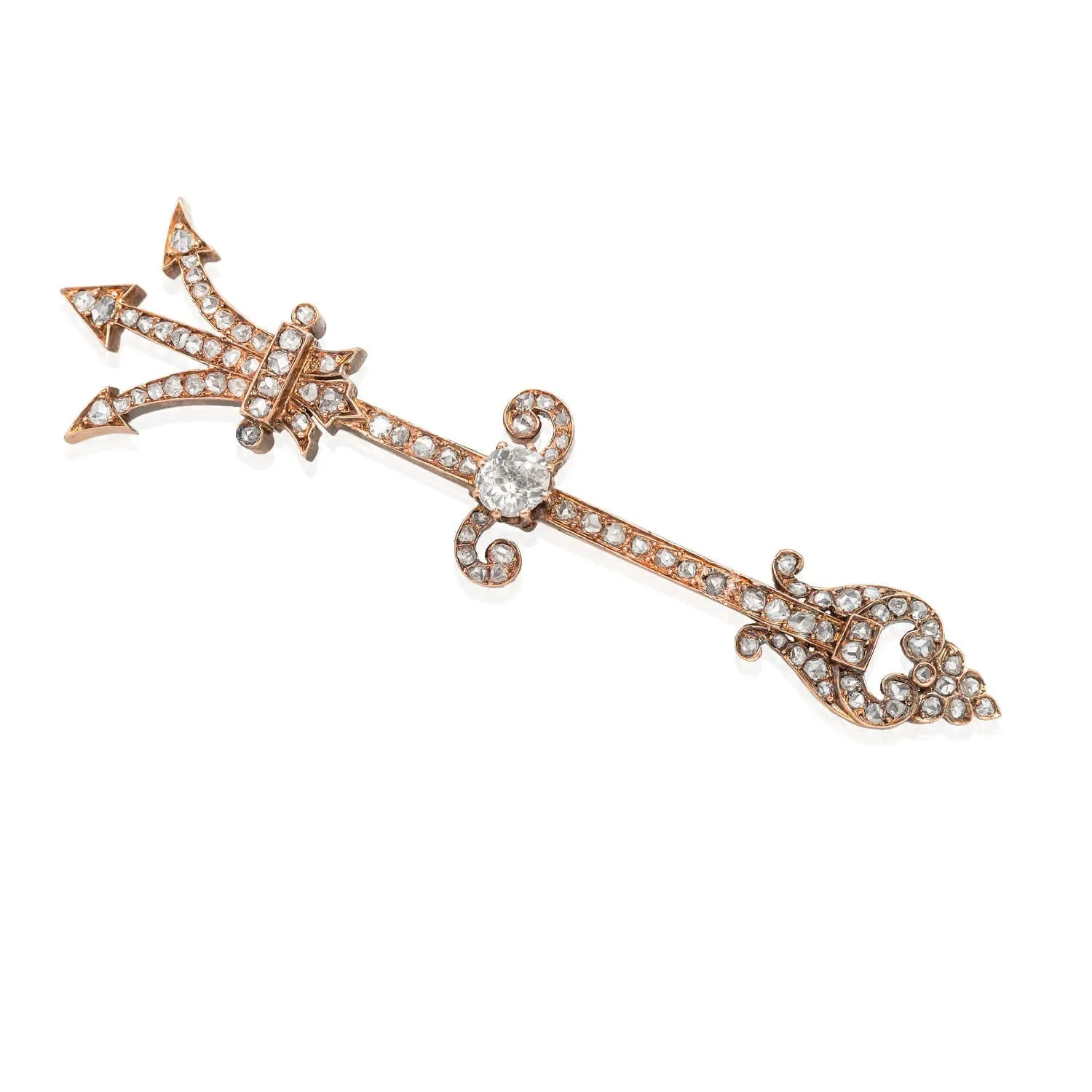 Victorian 18kt Diamond Trident Pin 1.30ctw