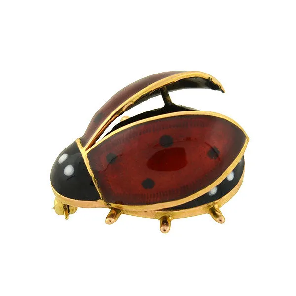 Vintage 14kt Enamel Ladybug Pin