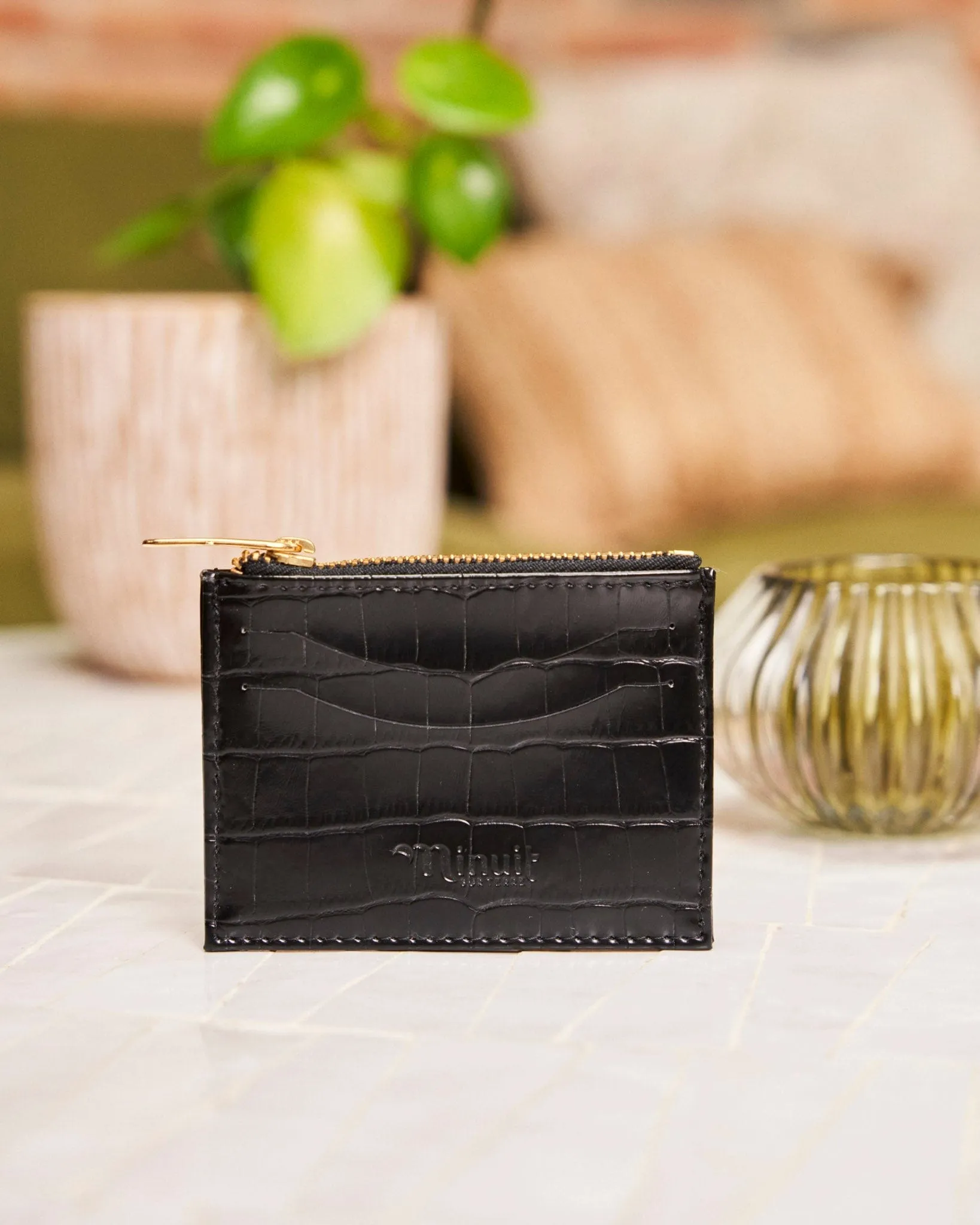 Vivace Vegan Leather Card Holder | Black Croc