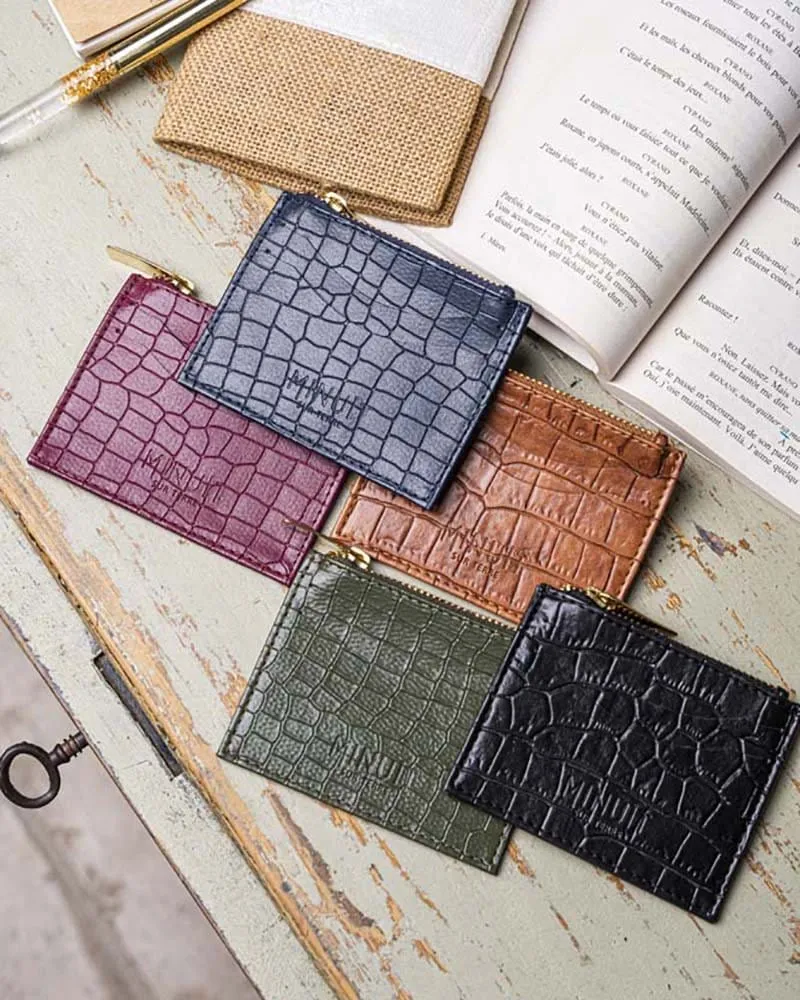 Vivace Vegan Leather Card Holder | Khaki Croc