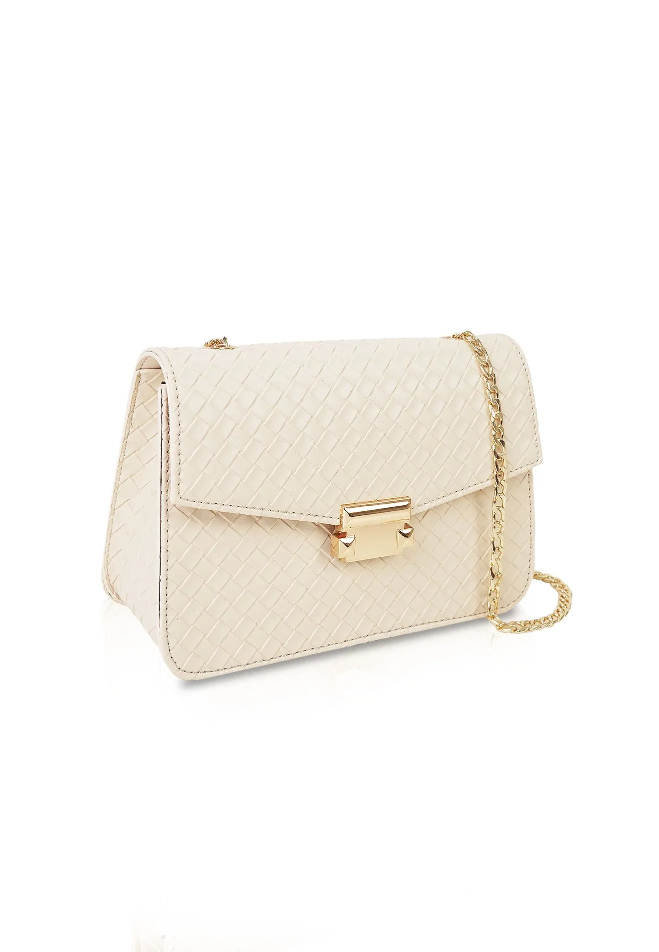 VOIR HANNAH Woven Embossed Chain Flap Strap