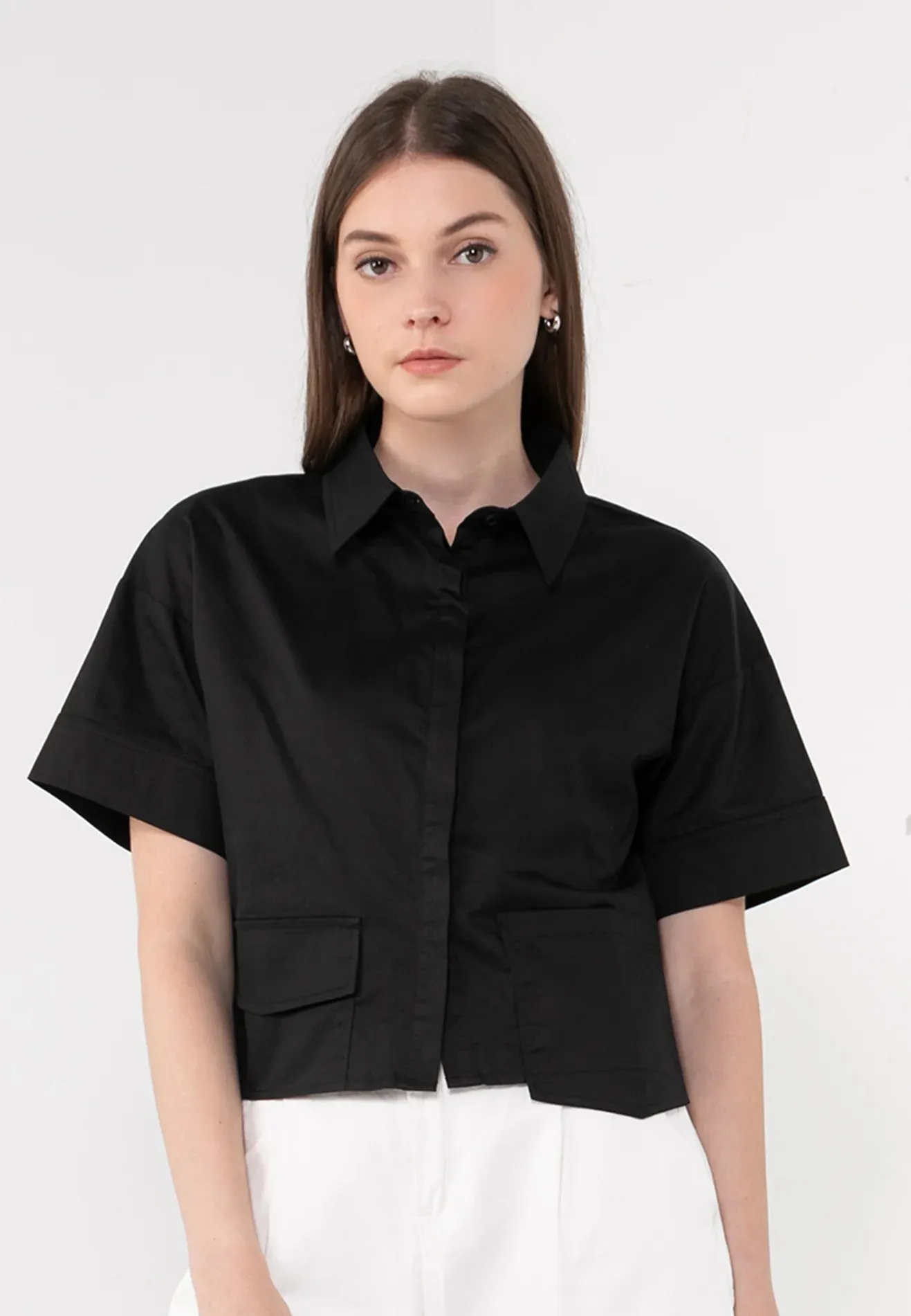 VOIR JEANS Button Up Collar Neck Basic Shirt