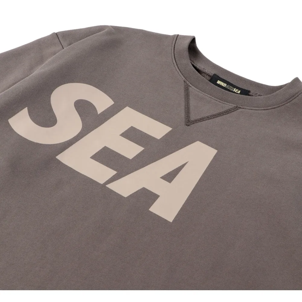 WIND AND SEA BIG SEA CREWNECK-OLIVE CINNAMON