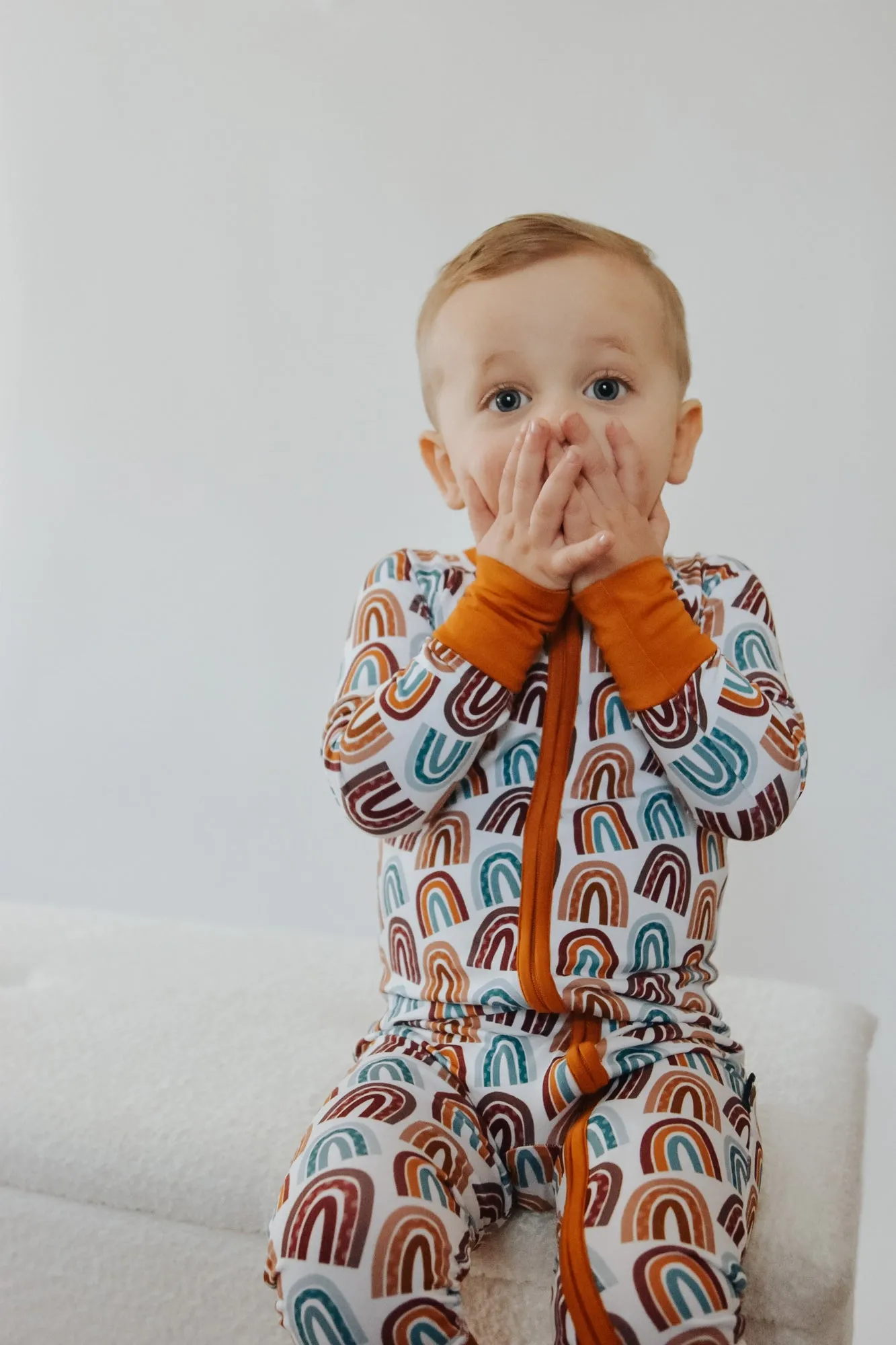 ZIP ROMPER - Neutral Rainbow